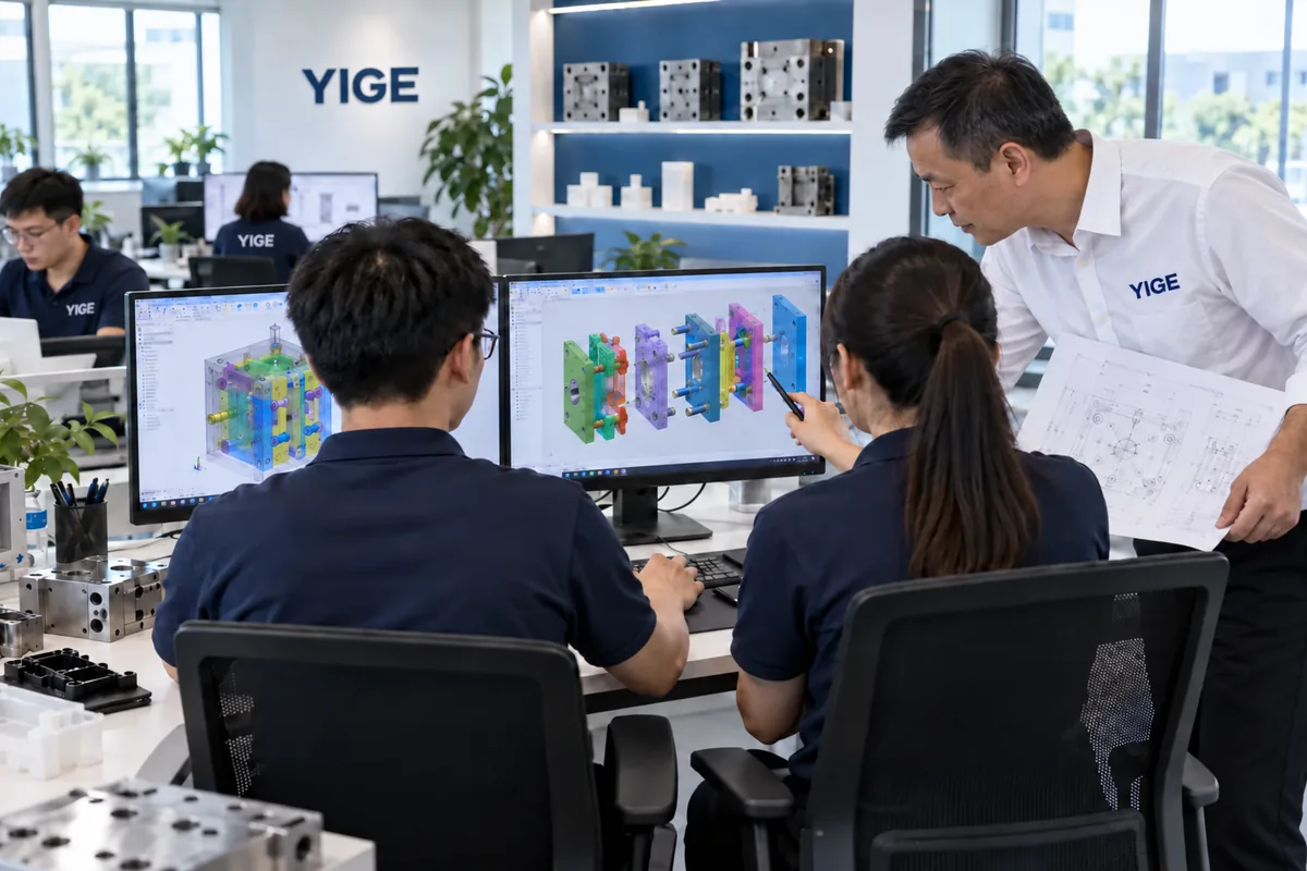 一格科技设计师在 CAD 工作站前工作